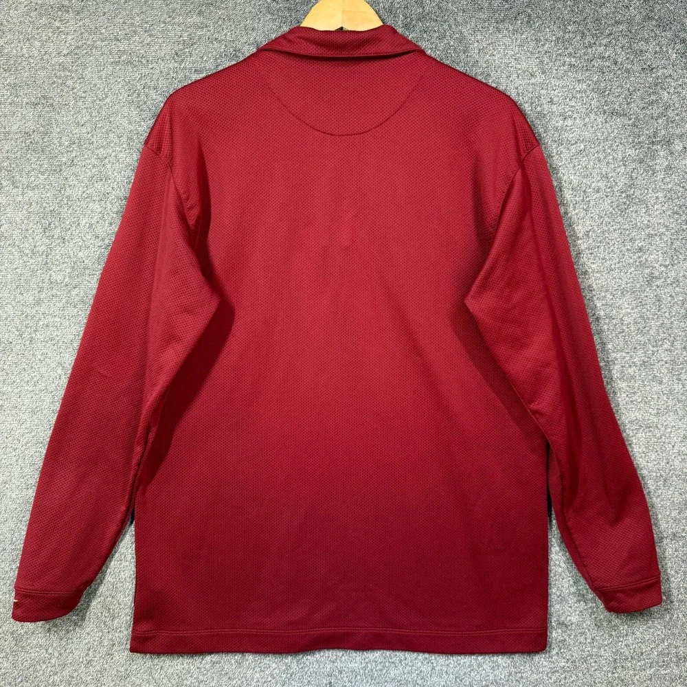Nike Golf Polo Shirt Sphere Dry Mens L Long Sleeve Burgundy Red Textured L